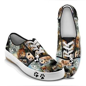 The Bradford Exchange Wildlife Art Canvas Panda Shoes,  Women's Size 6, Jungle